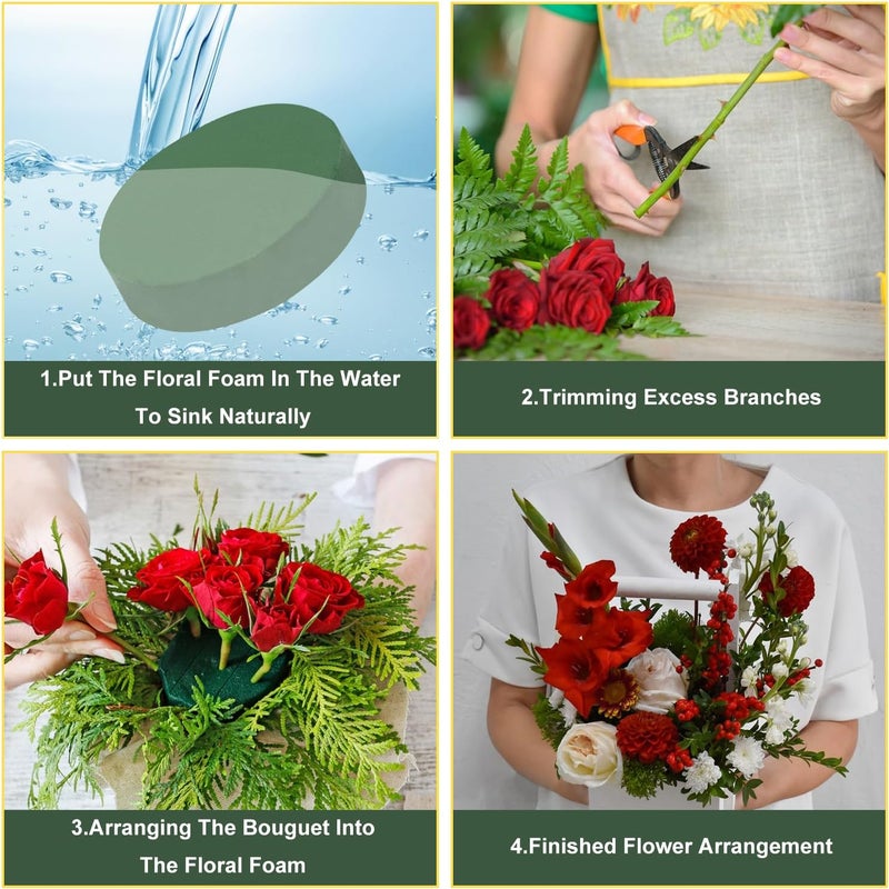 IHDYPPEW 10 PCS Superior Floral Foam Blocks, 6.5 Inch Large Dry Green Foam for Flower Arrangements Exquisite Flower Arrangements- Round Oasis Foam Blocks for Florists and Craft Lovers - Image 3